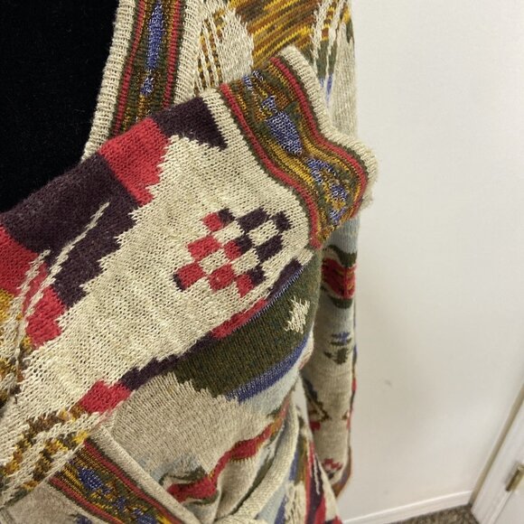 Desigual Woman L Southwestern Open Cardigan Sweater Robe Belted Aztec - Picture 4 of 9